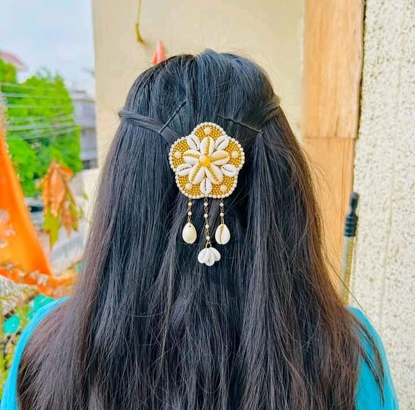 Shell Flower Hair Pin - Gold
