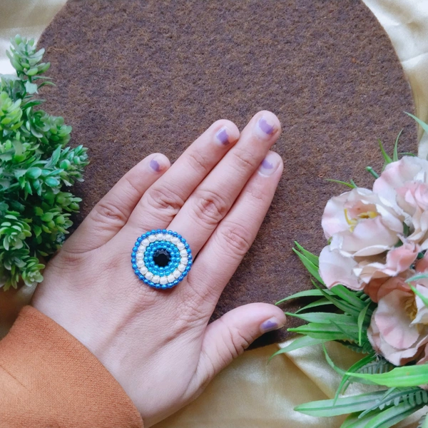 Mini Evil Eye Ring  - Blue