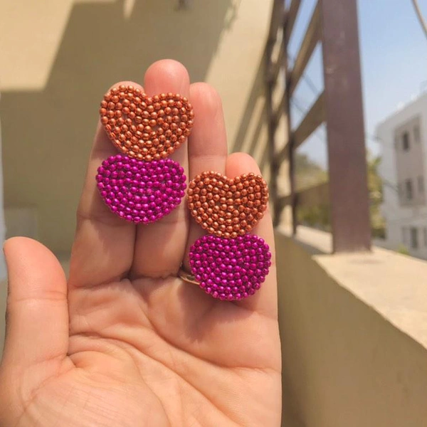 Double Heart Studs  - Web Orange