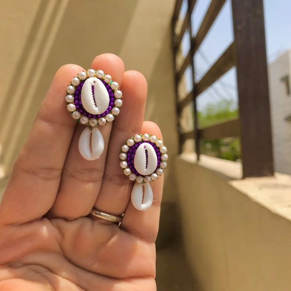 Shell Studs  - Purple