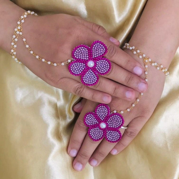 Floral Hathphool  - Pink, Pair