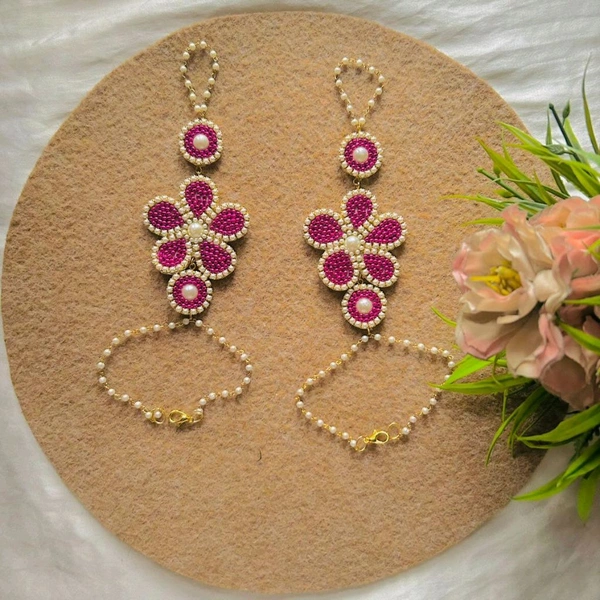 Phool Hathphool  - dark pink, Pair