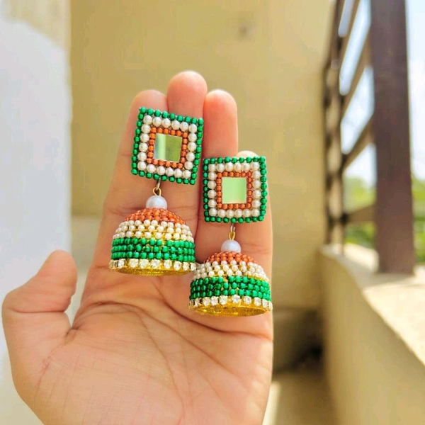 Tricolour Square Jhumka