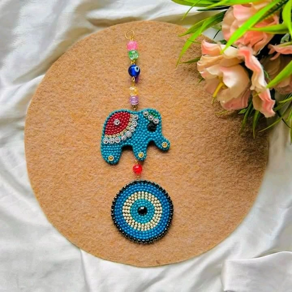 Elephant Evil Eye Hanging Home Decor  - Blue