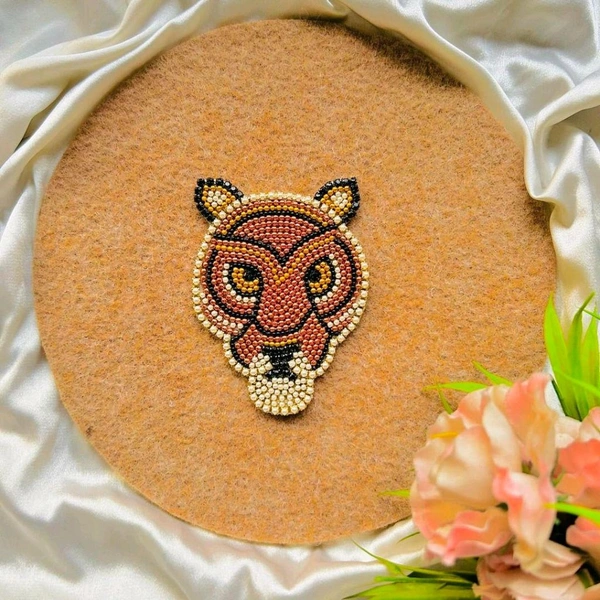 Tiger Brooch - Web Orange