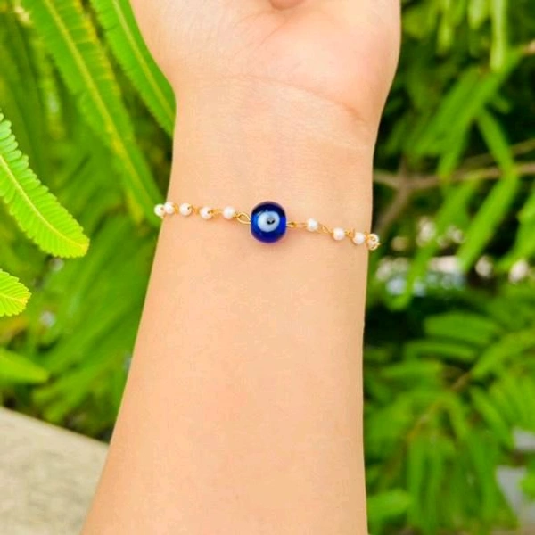 Mini Evil Eye Bracelet  - White