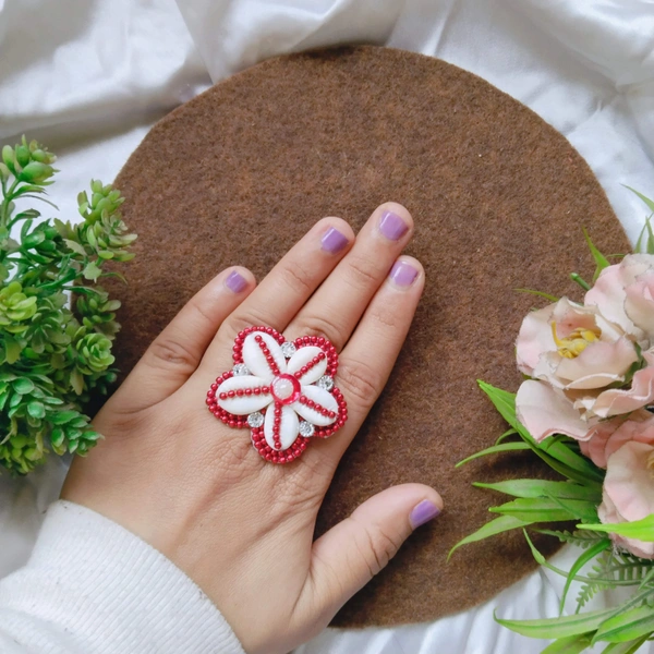 Heavy Shell Ring   - Red