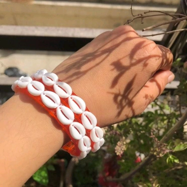 Shell Bangles  - Web Orange, 2.4, Pair