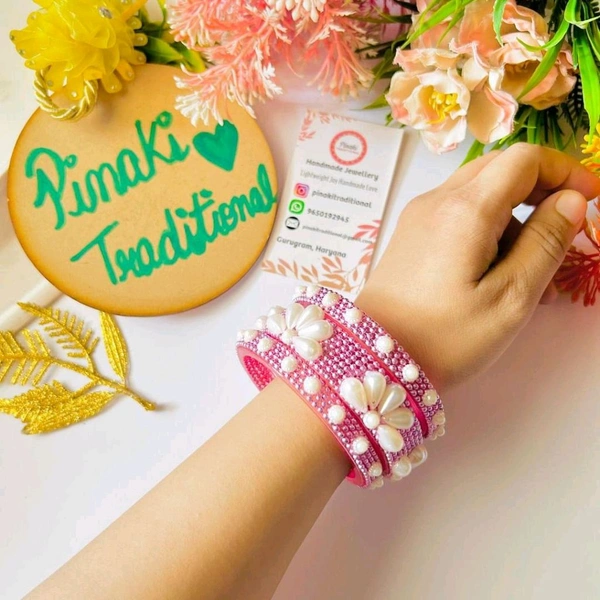 Flower Bangles  - pink, 2.4
