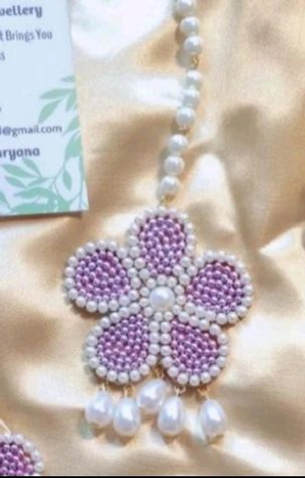 Floral Maangtikka - light pink