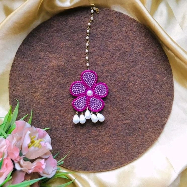 Floral Maangtikka - pink