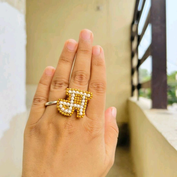 Hindi Letter Ring  - Gold, मं