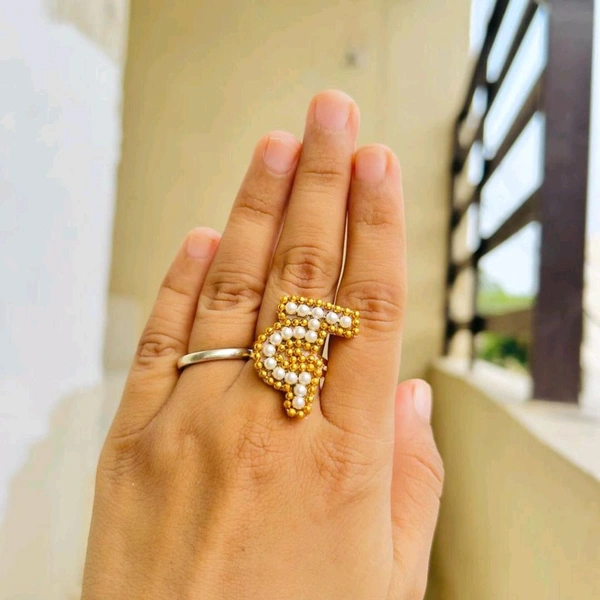 Hindi Letter Ring  - Gold, द