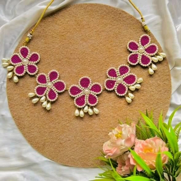 Floral Necklace  - dark pink