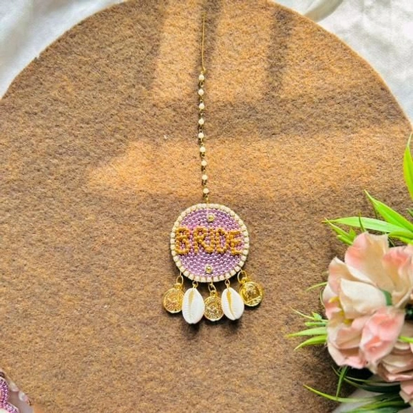 Bride Maangtika - pink n gold