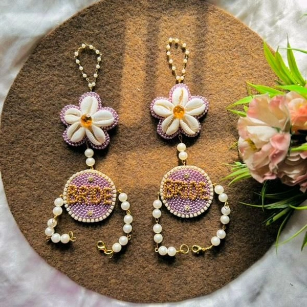 Bride Hathphool - pink n gold, Pair