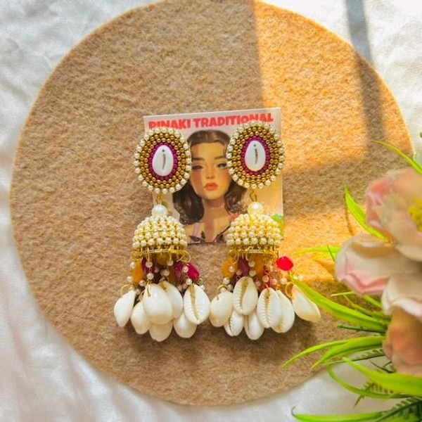 Prem Jhumka - pink n gold
