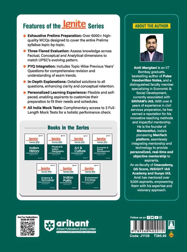 Arihant Publication Ignite Topicwise MCQs Economics & Social Development For UPSC & State Pre Pcs Exams | English Medium
