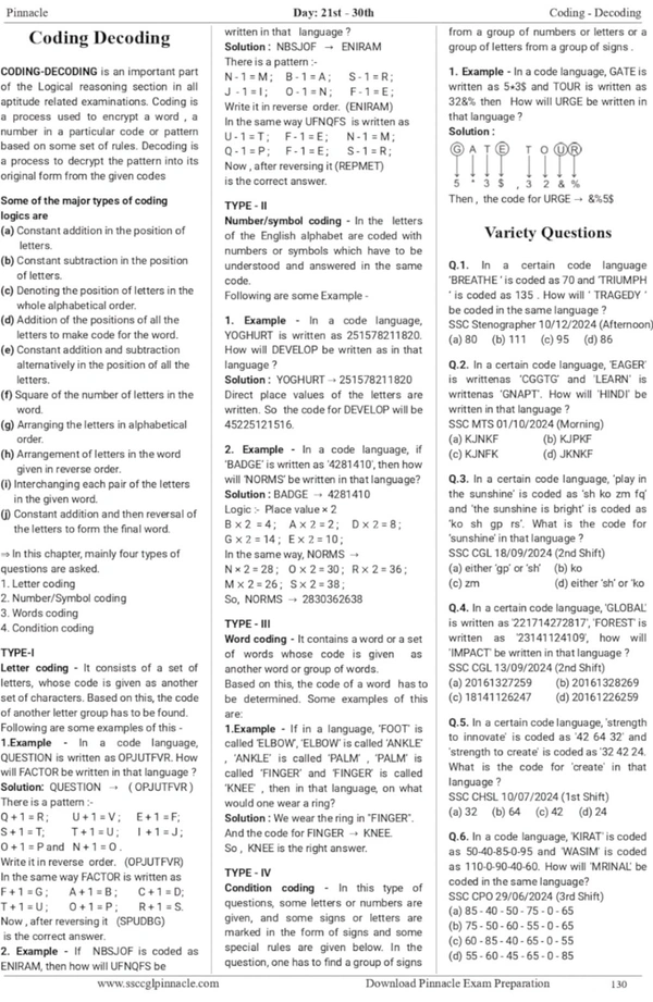 Pinnacle PublicationsPinnacle Publications
SSC Reasoning 7200 TCS MCQ chapter wise with detailed explanation & short tricks | 7th edition | SSC | CGL Tier - I | CGL Tier - II | CHSL | MTS | CPO | STENO | Selection post | Delhi Police | GD | SSC JE | Other Govt. exam | english medium | For 2025 Exams