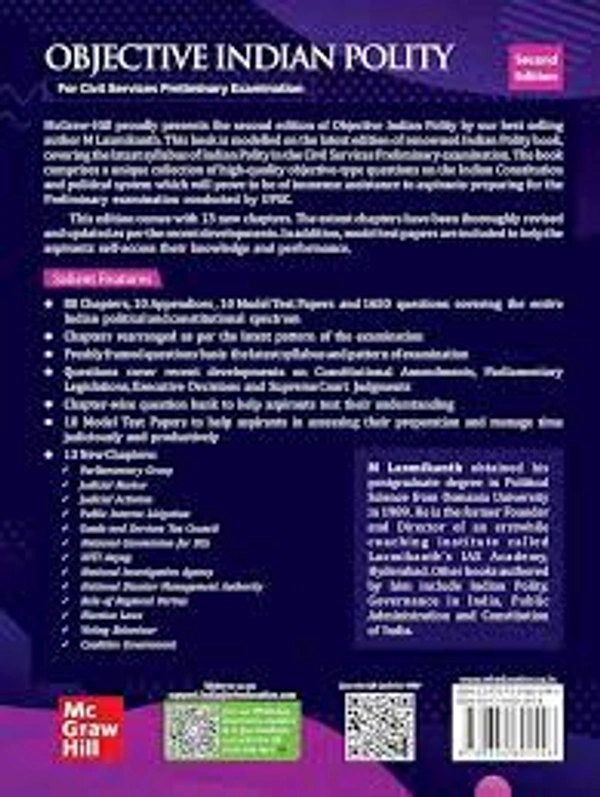 M LAXMIKANT M Laxmikanth
Objective Indian Polity (English), 2e by M Laxmikanth for UPSC CSE Prelims 2025-26 | 13 new chapters | 1650 Topicwise Practice Questions covering the entire syllabus | 10 Model Test Papers