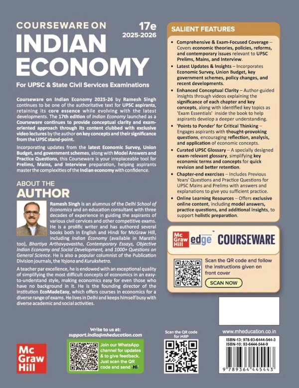 Ramesh Singh  RAMESH SINGH
Indian Economy Courseware (English) by Ramesh Singh | 17th Edition | UPSC CSE 2025-26 | Civil Services Exam – Prelims & Mains | 250+ Solved Online Prelims PYQs (2011–2024), 80+ Online Mains PYQs (2013–2024) | Updated Economic Survey, Union Budget, Govt Schemes | 45+ Author Videos