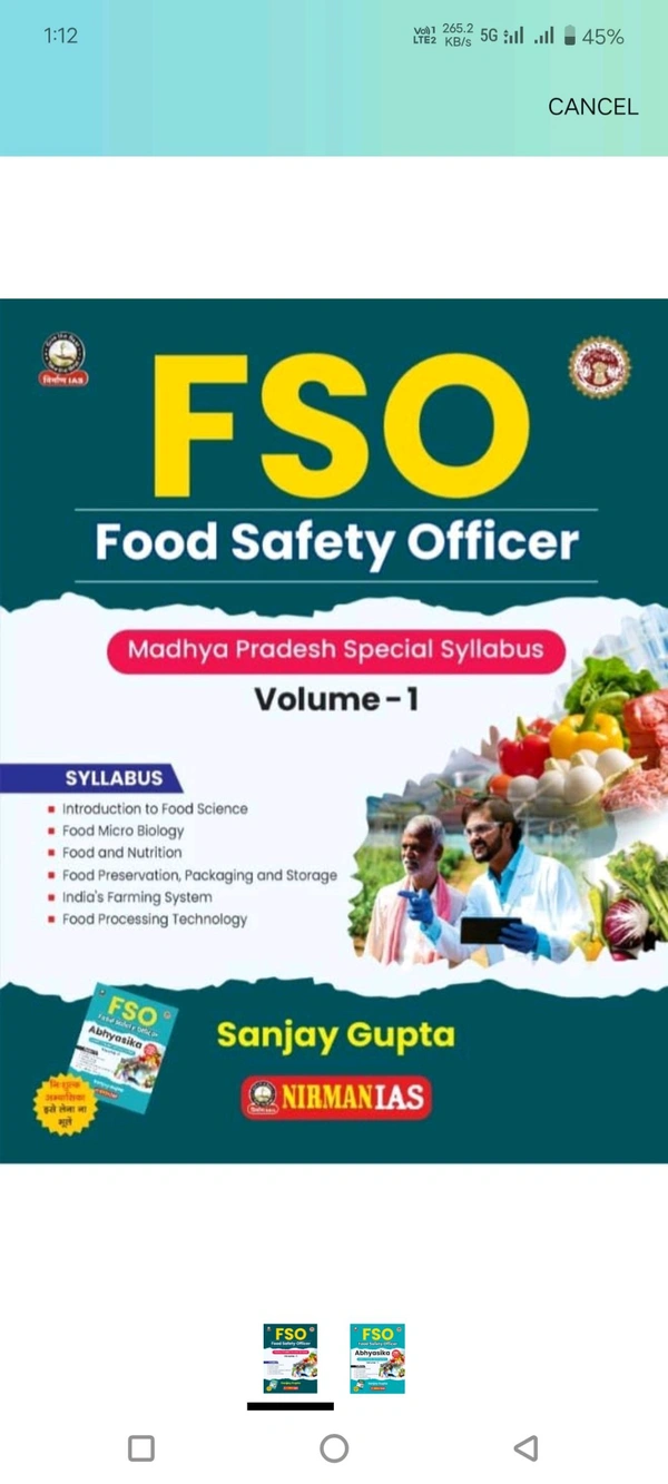 Nirman Ias Nirman IAS MPPSC FSO Food Safety Officer Book Volume 1 | English Medium | Madhya Pradesh Special Course by Sanjay Gupta | First Edition 2025 | Paperback