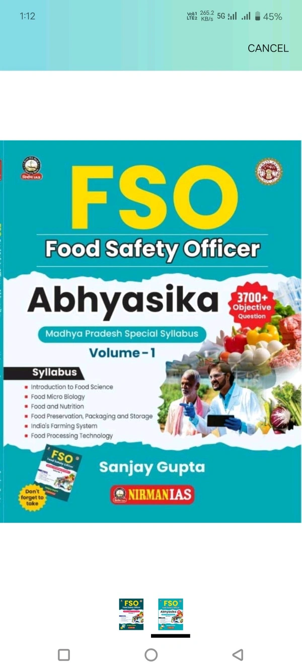 Nirman Ias Nirman IAS MPPSC FSO Food Safety Officer Book Volume 1 | English Medium | Madhya Pradesh Special Course by Sanjay Gupta | First Edition 2025 | Paperback