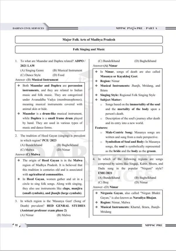 DARPAN PUBLICATION Rakesh Nagar
Darpan Publication MPPSC PYQ 2025 Prelims + Part - A Topic wise Solutions Book for Mppsc Pre And All Mppsc Exams 2026 (Mppsc Pyq Previous Year Questions)
Hindi/Hindi Edition | 2025th Edition
Hindi/Hindi Edition | 2025th Edition - November 2025