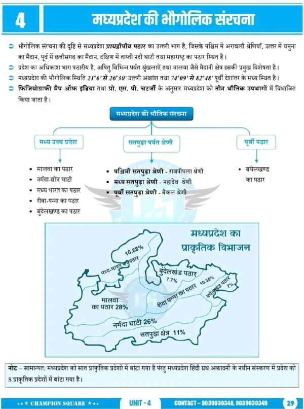 Champion Squre Coaching MPPSC Pre Unit-4 Hindi | Madhya Pradesh ka Bhugol | मध्यप्रदेश का भूगोल | Complete Book for MPPSC Prelims | Champion Square Books | Nitya Publication