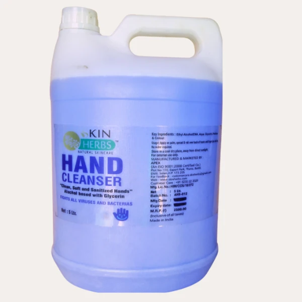  Alcohol Based Hand Sanitizer Germs Killer  (Hand Cleanser Gel)  - 5ltr