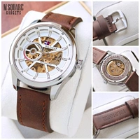 Tommy Hilfiger Modern Machine | Stainless Steel Body with Premium Leather Belt | Golden Dial with Transparent Front & Back | Pendulum Rotate Charging - Fully Automatic Self-wind Machine | Japanese Movement  | Premium Watch | MSquare Gadgets | Luxury Brand