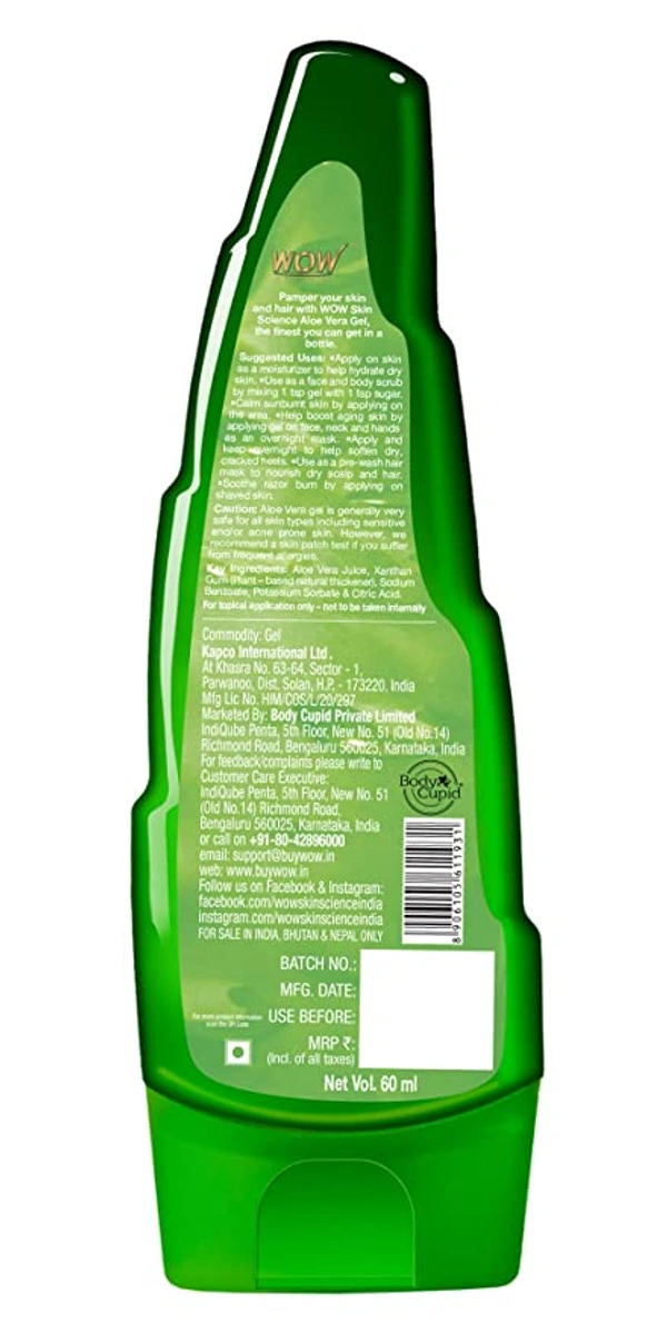 Wow Aloevera Gel 60Gm - 60 Grams