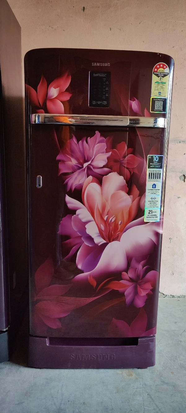 Samsung 192 L Direct Cool Single Door 4 Star Refrigerator(Midnight Blossom Red) - Fresh Eggplant, 192L