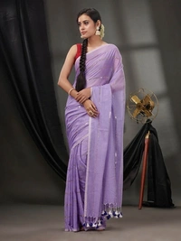 Handloom Sequence Chain Cotton Saree - Lavender Purple