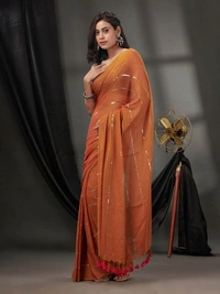 Handloom Sequence Chain Cotton Saree - Desert