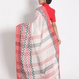 Handloom Begampuri Work Cotton Saree - White & Multi