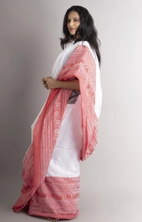 Handloom Begampuri Work Cotton Saree - White
