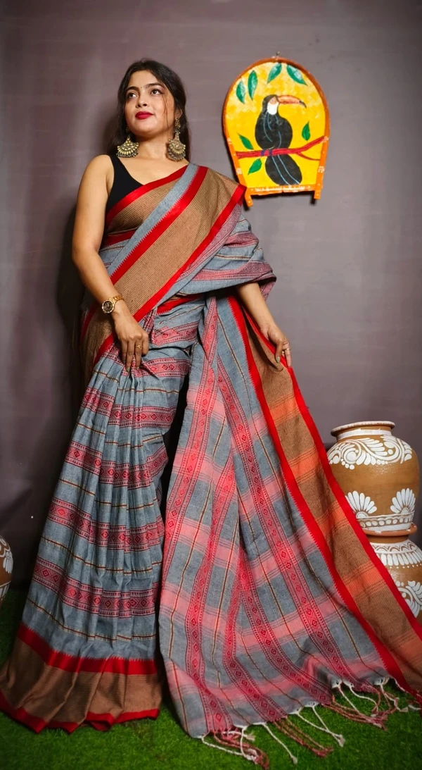 Dhanekhali Handloom Woven Cotton Saree - Free