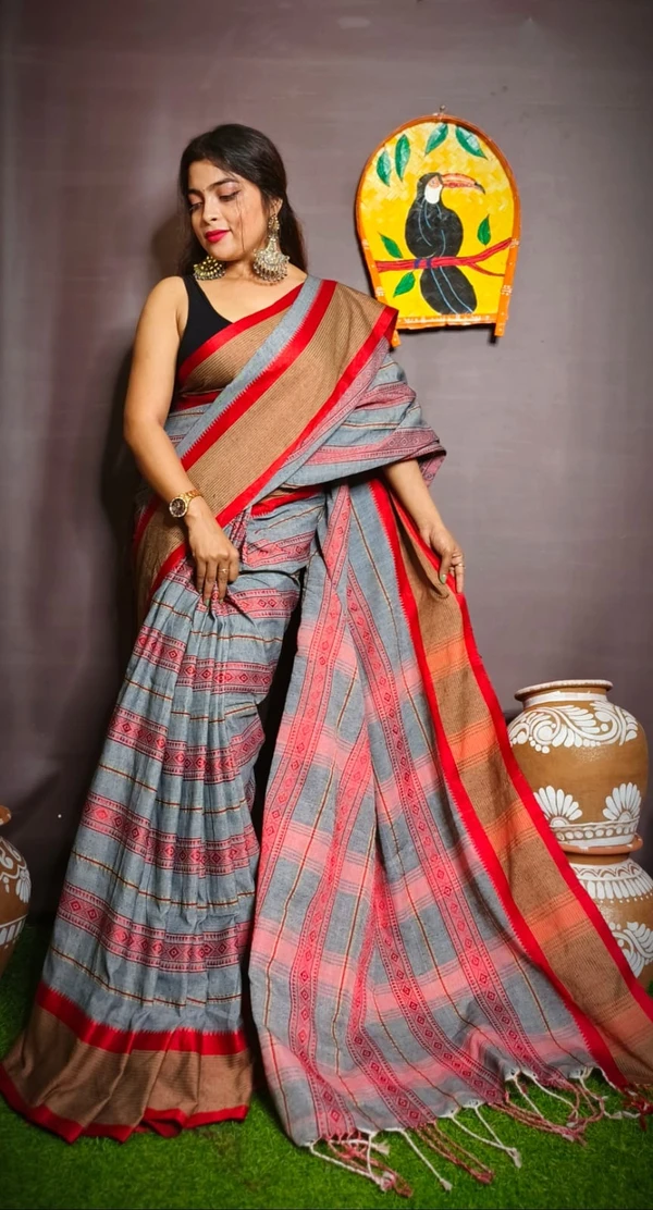 Dhanekhali Handloom Woven Cotton Saree - Free