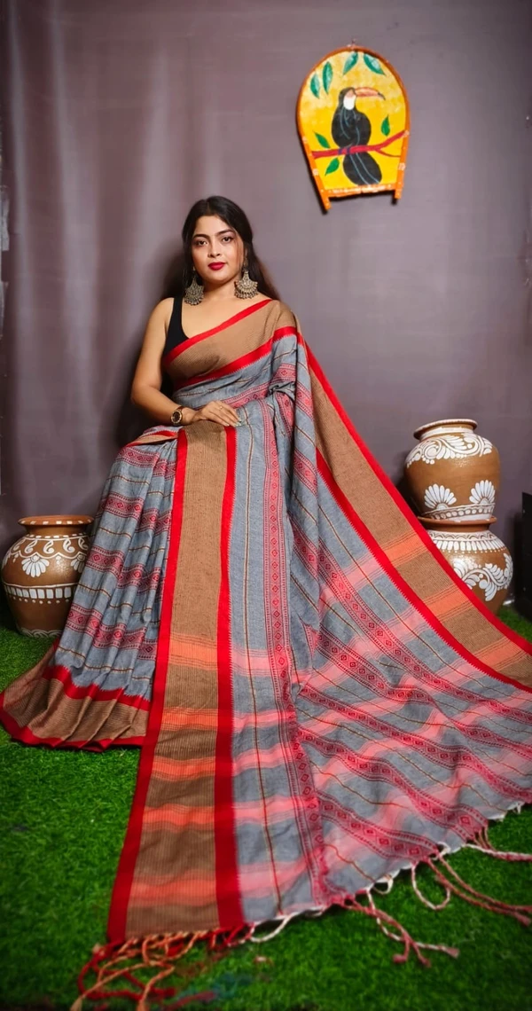 Dhanekhali Handloom Woven Cotton Saree - Free
