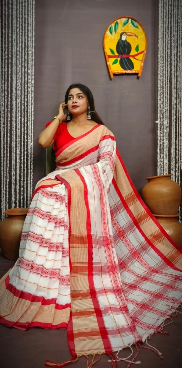 Dhanekhali Handloom Woven Cotton Saree - Free