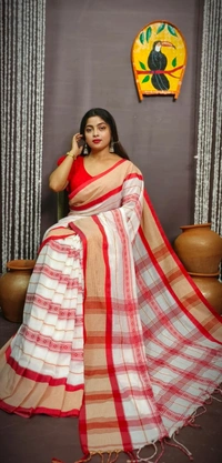 Dhanekhali Handloom Woven Cotton Saree - Free
