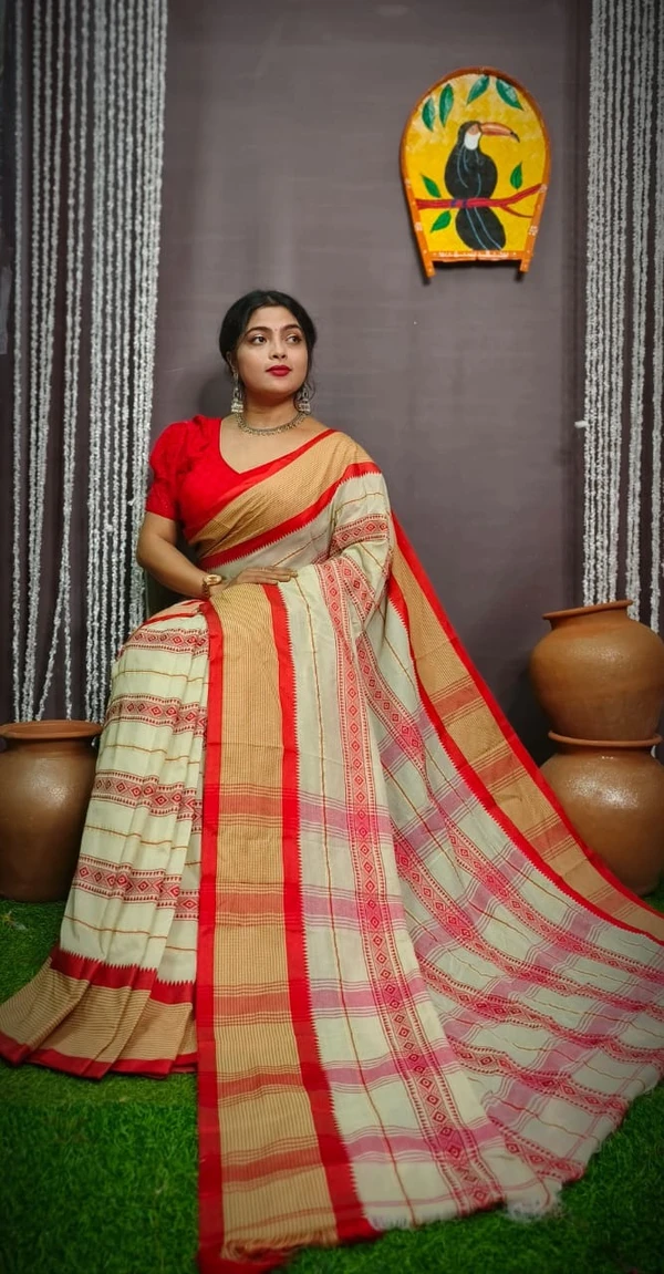 Dhanekhali Handloom Woven Cotton Saree - Free