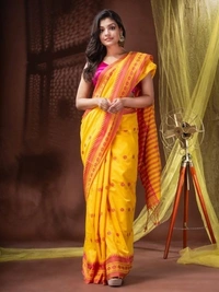 Handloom Floral Motive Border Saree - Ronchi