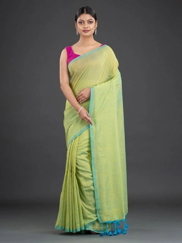 Handloom Contrast Border Cotton Saree