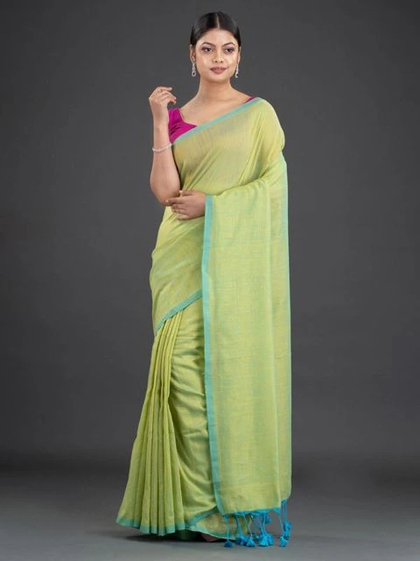 Handloom Contrast Border Cotton Saree