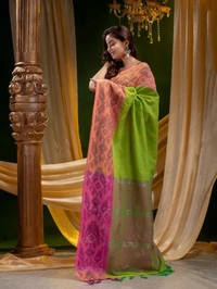Handloom Jamdani Border Saree - Free, Japanese Laurel