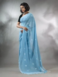 Handloom Floral Motive Saree - Seagull