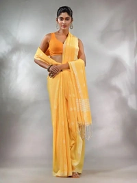 Handloom Floral Motive Saree - Lightning Yellow