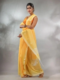 Handloom Floral Motive Saree - Lightning Yellow